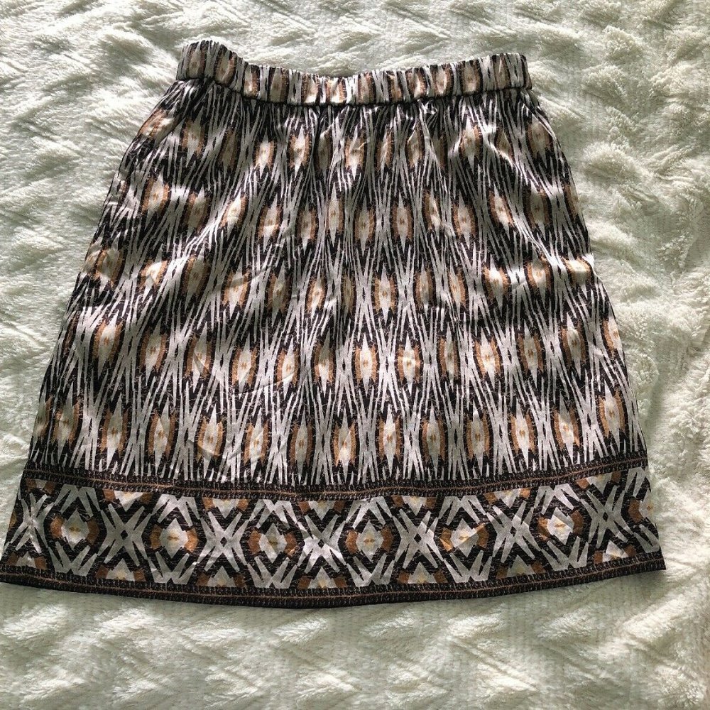 Chico's A Line Skirt sz 1 Brown Tribal Print